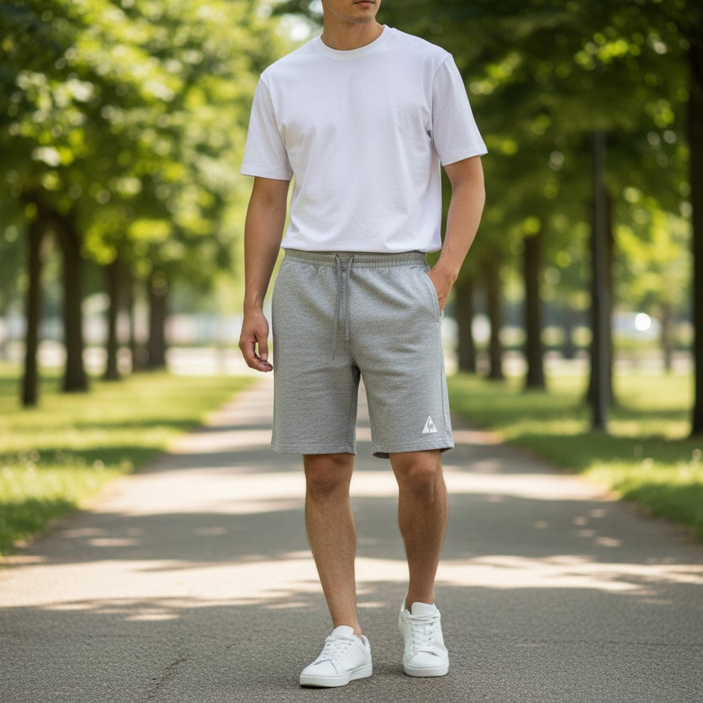 Short gris Le Coq Sportif gris vue de profil