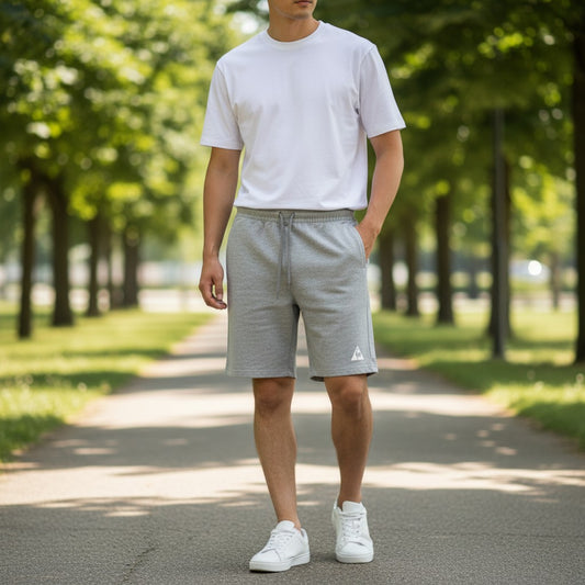 Short gris Le Coq Sportif gris vue de profil