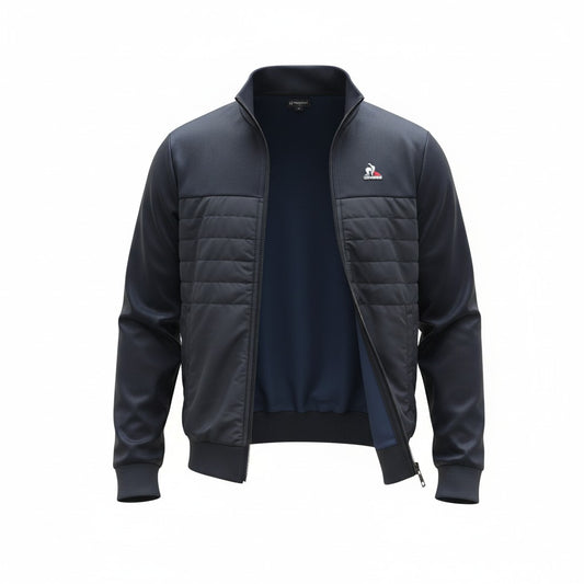 Veste hybride marine Le Coq Sportif bleu vue trois quarts