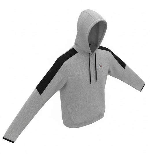 Sweat à capuche Le Coq Sportif gris gris vue trois quarts
