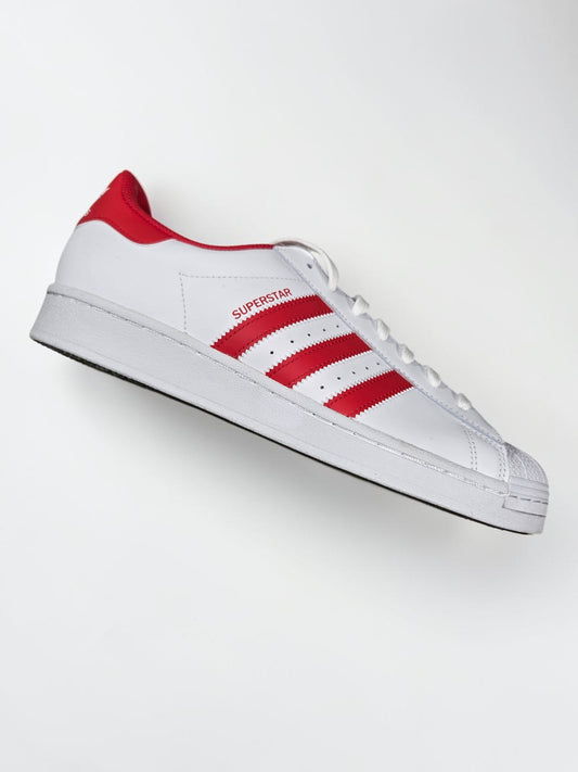 Adidas Superstar rouge et blanche blanc vue trois quarts