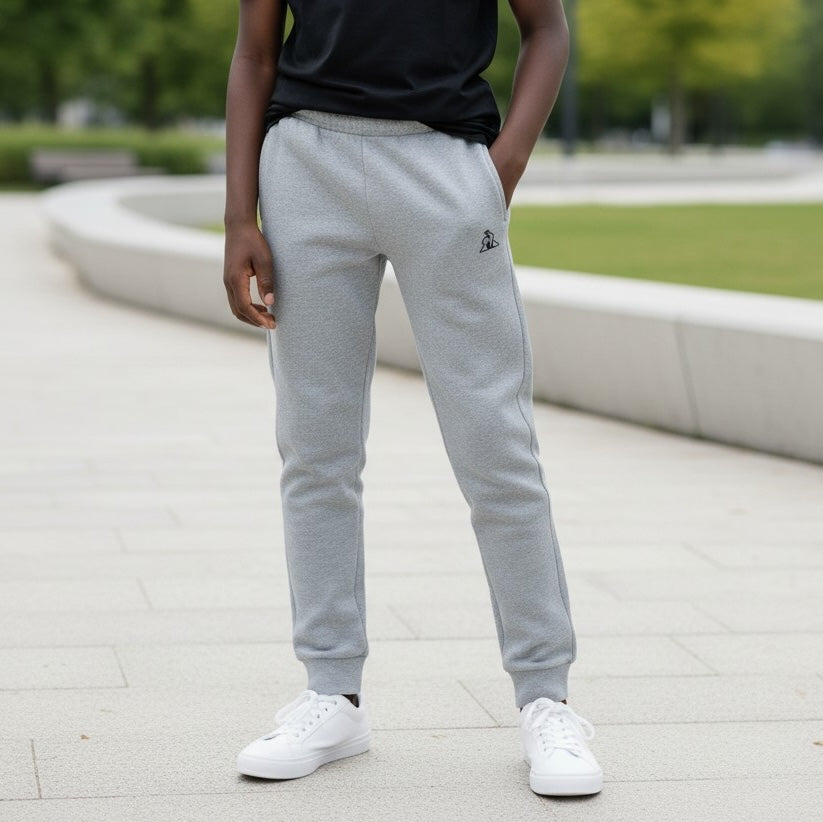 Pantalon de jogging enfant gris Le Coq Sportif gris vue de profil