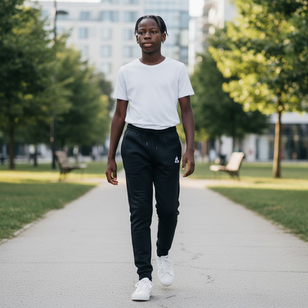 Pantalon de jogging noir Le Coq Sportif noir vue de profil